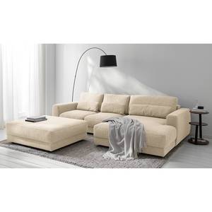 Ecksofa WILLOWS 2-Sitzer mit Longchair Webstoff Amila: Beige - Longchair davorstehend rechts