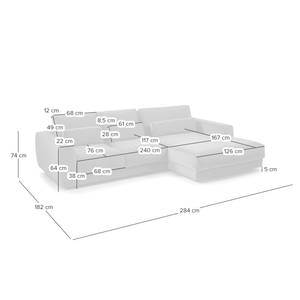 Ecksofa WILLOWS 2-Sitzer mit Longchair Webstoff Amila: Beige - Longchair davorstehend rechts