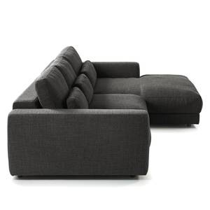 Ecksofa WILLOWS 2-Sitzer mit Longchair Webstoff - Webstoff Amila: Anthrazit - Longchair davorstehend rechts