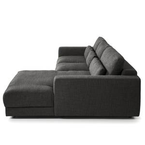 Ecksofa WILLOWS 2-Sitzer mit Longchair Webstoff - Webstoff Amila: Anthrazit - Longchair davorstehend rechts