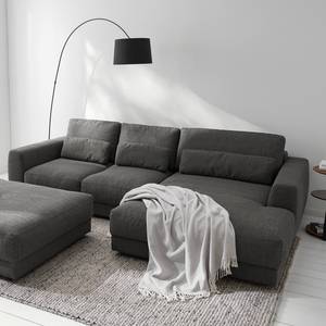 Ecksofa WILLOWS 2-Sitzer mit Longchair Webstoff - Webstoff Amila: Anthrazit - Longchair davorstehend rechts