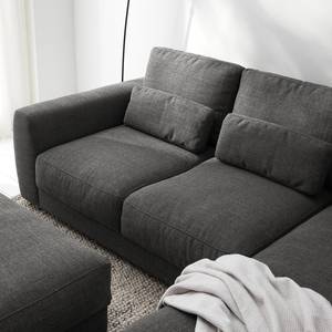 Ecksofa WILLOWS 2-Sitzer mit Longchair Webstoff - Webstoff Amila: Anthrazit - Longchair davorstehend rechts