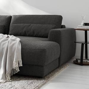 Ecksofa WILLOWS 2-Sitzer mit Longchair Webstoff - Webstoff Amila: Anthrazit - Longchair davorstehend rechts