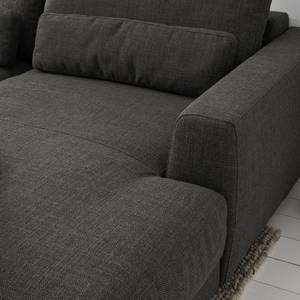 Ecksofa WILLOWS 2-Sitzer mit Longchair Webstoff - Webstoff Amila: Anthrazit - Longchair davorstehend rechts