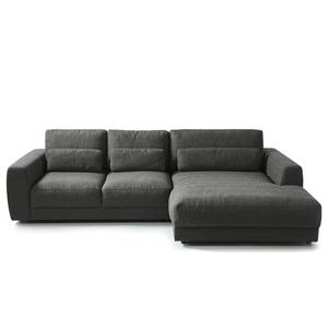 Ecksofa WILLOWS 2-Sitzer mit Longchair Webstoff - Webstoff Amila: Grau - Longchair davorstehend rechts