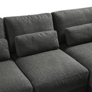 Ecksofa WILLOWS 2-Sitzer mit Longchair Webstoff - Webstoff Amila: Grau - Longchair davorstehend rechts