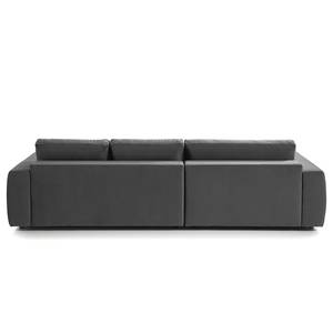 Ecksofa WILLOWS 2-Sitzer mit Longchair Samt Shyla: Grau - Longchair davorstehend links