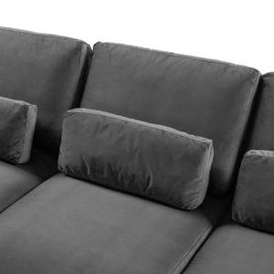 Ecksofa WILLOWS 2-Sitzer mit Longchair Samt Shyla: Grau - Longchair davorstehend links