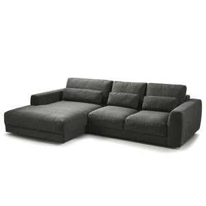 Ecksofa WILLOWS 2-Sitzer mit Longchair Webstoff Amila: Grau - Longchair davorstehend links