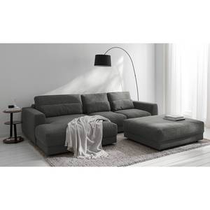 Ecksofa WILLOWS 2-Sitzer mit Longchair Webstoff Amila: Grau - Longchair davorstehend links