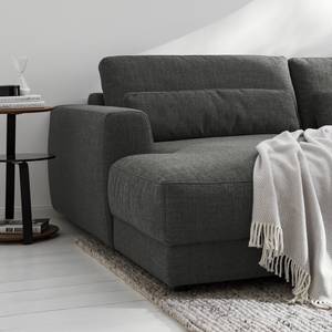 Hoekbank WILLOWS 2-zits + chaise longue Geweven stof Amila: Grijs - Longchair vooraanzicht links