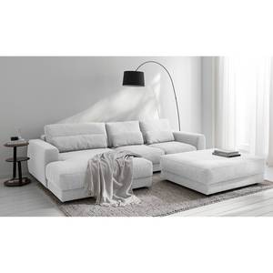 Hoekbank WILLOWS 2-zits + chaise longue Geweven stof Amila: Lichtgrijs - Longchair vooraanzicht links