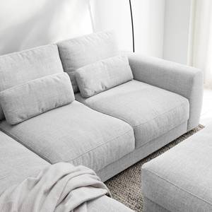 Ecksofa WILLOWS 2-Sitzer mit Longchair Webstoff Amila: Hellgrau - Longchair davorstehend links