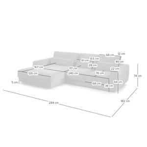 Hoekbank WILLOWS 2-zits + chaise longue Geweven stof Amila: Lichtgrijs - Longchair vooraanzicht links