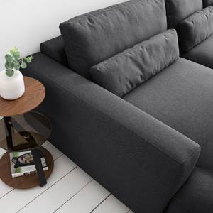 Ecksofa WILLOWS 2-Sitzer mit Longchair Webstoff Anda II: Grau - Longchair davorstehend links