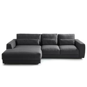 Ecksofa WILLOWS 2-Sitzer mit Longchair Webstoff Anda II: Grau - Longchair davorstehend links