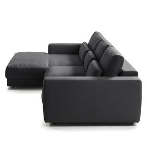 Ecksofa WILLOWS 2-Sitzer mit Longchair Webstoff Anda II: Grau - Longchair davorstehend links