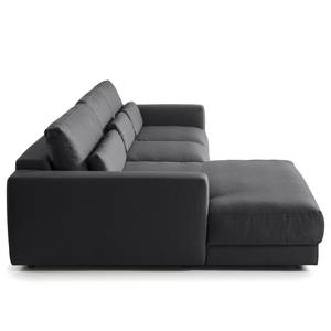 Hoekbank WILLOWS 2-zits + chaise longue Geweven stof Anda II: Grijs - Longchair vooraanzicht links