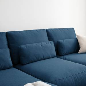 Ecksofa WILLOWS 2-Sitzer mit Longchair Webstoff - Webstoff Anda II: Blau - Longchair davorstehend links