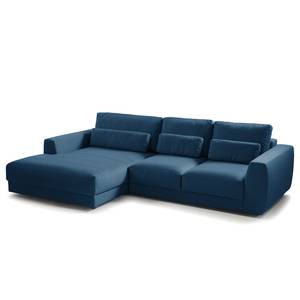 Ecksofa WILLOWS 2-Sitzer mit Longchair Webstoff - Webstoff Anda II: Blau - Longchair davorstehend links