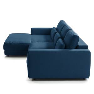 Ecksofa WILLOWS 2-Sitzer mit Longchair Webstoff - Webstoff Anda II: Blau - Longchair davorstehend links