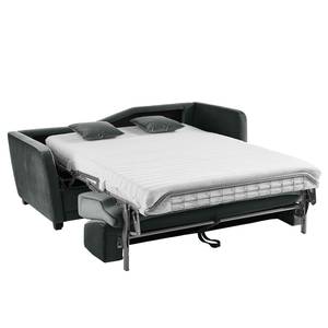 Canapé convertible Teresina Velours - Gris - Largeur : 192 cm - Alignement à droite