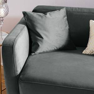 Canapé convertible Teresina Velours - Gris - Largeur : 192 cm - Alignement à droite