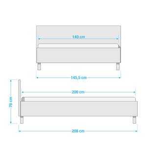 Gestoffeerd bed Miami Zwart - 140 x 200cm