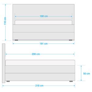 Gestoffeerd bed Terano Zwart - Textiel - 191 x 110 x 218 cm