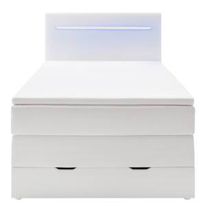 Lit boxspring Lights Imitation cuir - Blanc - 140 x 200cm - 2 tiroirs de lit