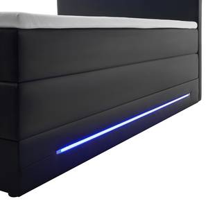 Lit boxspring Lights Imitation cuir - Noir - 120 x 200cm - 2 tiroirs de lit
