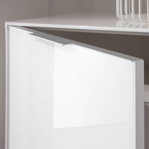 Sideboard Breon II Glas - Weißglas / Hochglanz Weiß