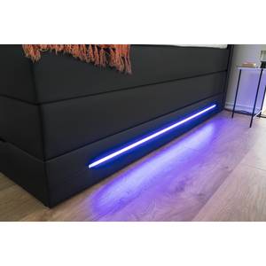 Lit boxspring Lights Imitation cuir - Noir - 140 x 200cm - 2 tiroirs de lit