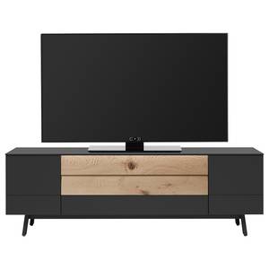 Tv-meubel Misano fineerlaag van echt hout - saharagrijs/balkeneikenhout - Antracietkleurig/Wildeikenhouten - Zonder verlichting