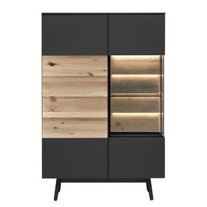 Highboard Misano Inkl. Beleuchtung - Anthrazit / Wildeiche - Glastür rechts - Mit Beleuchtung