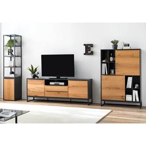 Highboard Barview Echtholzfurnier - Eiche / Anthrazit