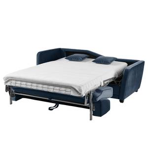 Schlafsofa Teresina mit Matratze Samt - Marineblau - Breite: 212 cm - Ausrichtung links