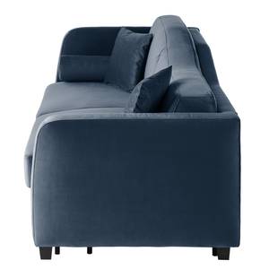 Canapé convertible Teresina Velours - Bleu marine - Largeur : 212 cm - Alignement à gauche