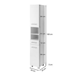 Armoire colonne Porta Blanc brillant - Largeur : 30 cm