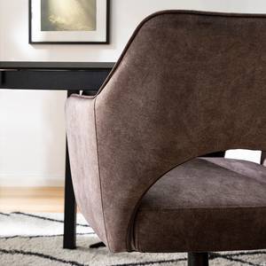 Chaise à accoudoirs Yellville Microfibre et tissu / Métal - Noir mat - Marron vintage