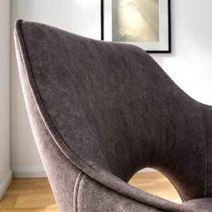 Chaise à accoudoirs Yellville Microfibre et tissu / Métal - Noir mat - Marron vintage