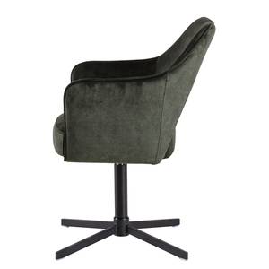 Sedia con braccioli Yellville Microfibra / Metallo - Nero opaco - Verde oliva scuro