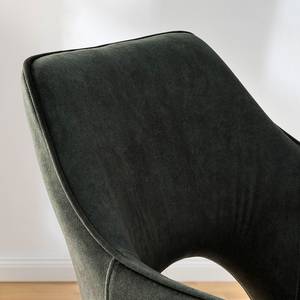Chaise à accoudoirs Yellville Microfibre et tissu / Métal - Noir mat - Vert olive foncé