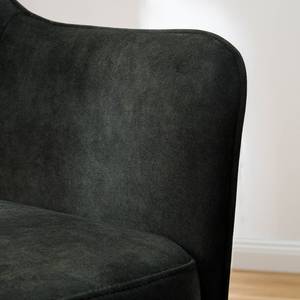 Sedia con braccioli Yellville Microfibra / Metallo - Nero opaco - Verde oliva scuro