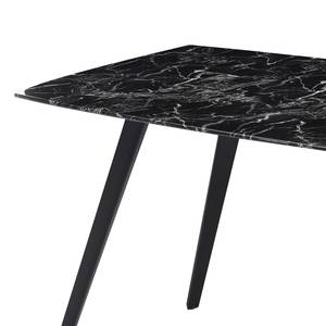 Eettafel Denning glas/metaal - zwarte marmeren look/mat zwart