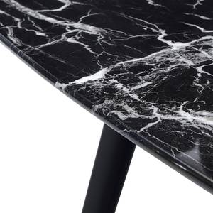 Eettafel Denning glas/metaal - zwarte marmeren look/mat zwart