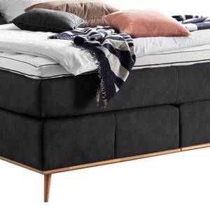 Boxspring Lasse geweven stof/deels massief eikenhout - Vintage bruin - 160 x 200cm - H2 zacht