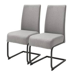 Chaises cantilever Evila (lot de 2) Céramique / Métal - Gris / Noir mat - Gris lumineux