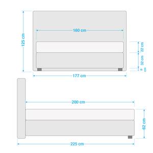 Lit boxspring Seaspray Tissu - Gris clair - 160 x 200cm - D3 medium