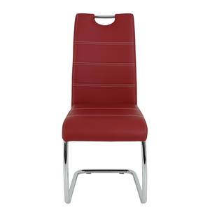 Chaise cantilever La Paz Imitation cuir / Métal - Chrome - Rouge - Lot de 2